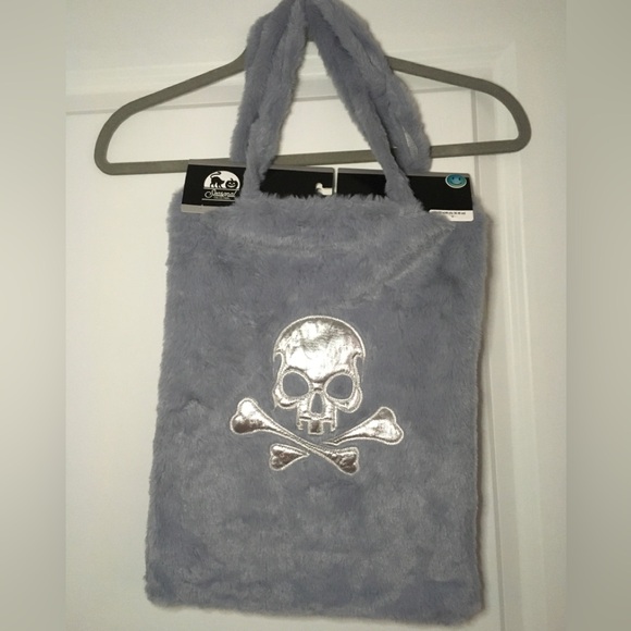 Halloween Two Plush Bags w/handles Black Kitty & Grey Poison 12” x 15” So Soft - Picture 4 of 7